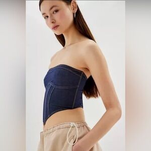 Urban Outfitters Out from Under Women's S Small Done up in Denim Corset Top NWT